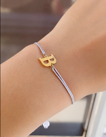 Bracelet Cordon Initiale En Or 18k